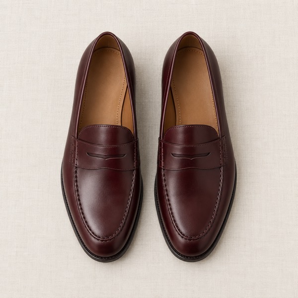 Oxblood penny loafers